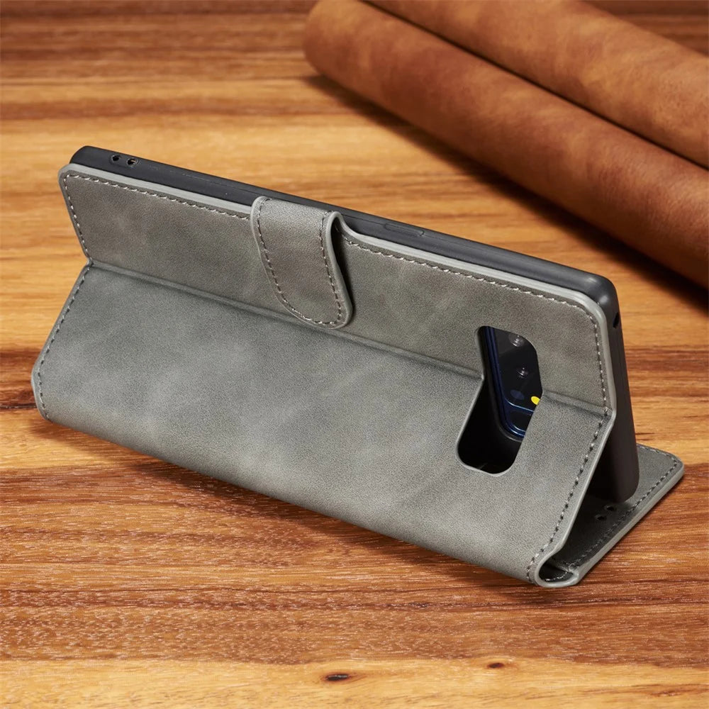 DG.MING Retro Style Wallet Leather Stand Case for Samsung Galaxy Note 8 SM-N950 - Grey - 3