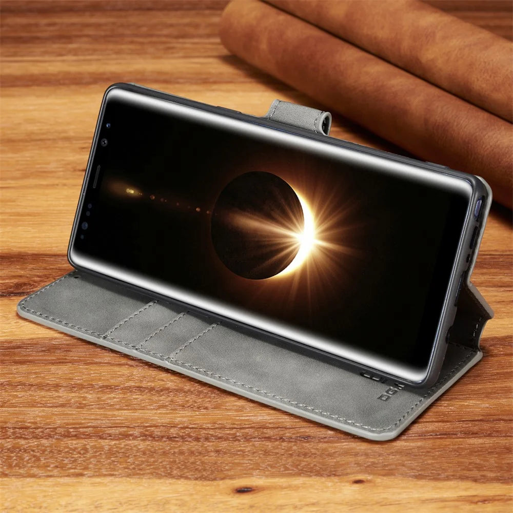 DG.MING Retro Style Wallet Leather Stand Case for Samsung Galaxy Note 8 SM-N950 - Grey - 4