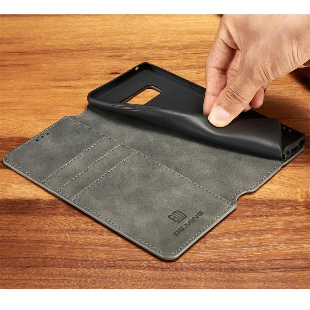 DG.MING Retro Style Wallet Leather Stand Case for Samsung Galaxy Note 8 SM-N950 - Grey - 5