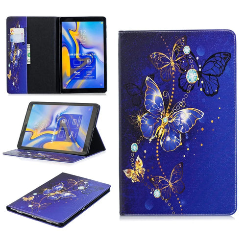 Pattern Printing PU Leather Tablet Cover for Samsung Galaxy Tab A 10.5 (2018) T590 T595 - Purple Butterflies - 1