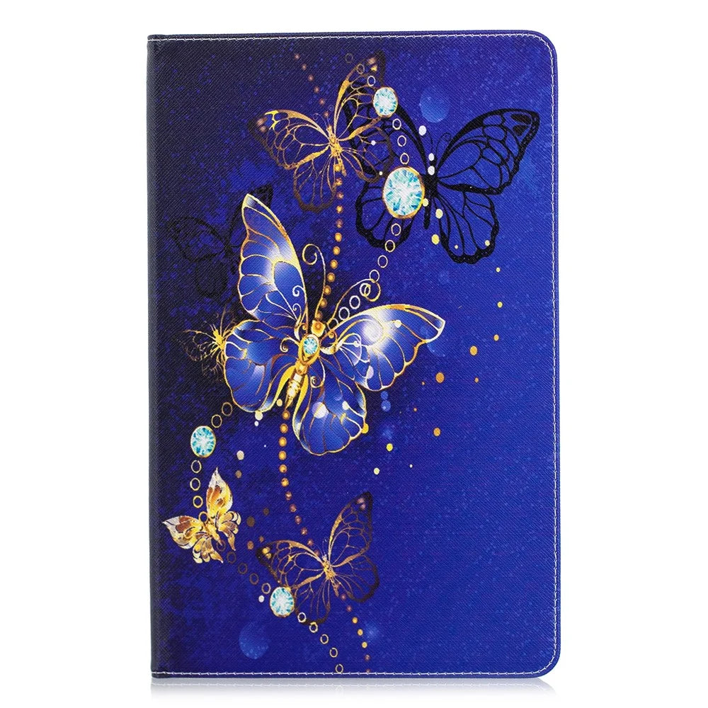 Pattern Printing PU Leather Tablet Cover for Samsung Galaxy Tab A 10.5 (2018) T590 T595 - Purple Butterflies - 2