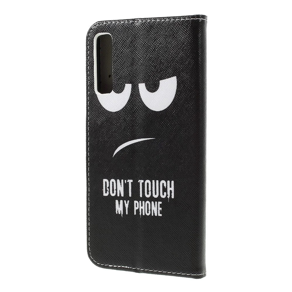 Cross Texture Patterned Wallet Leather Cover for Samsung Galaxy A7 (2018) - Do not Touch My Phone - 3
