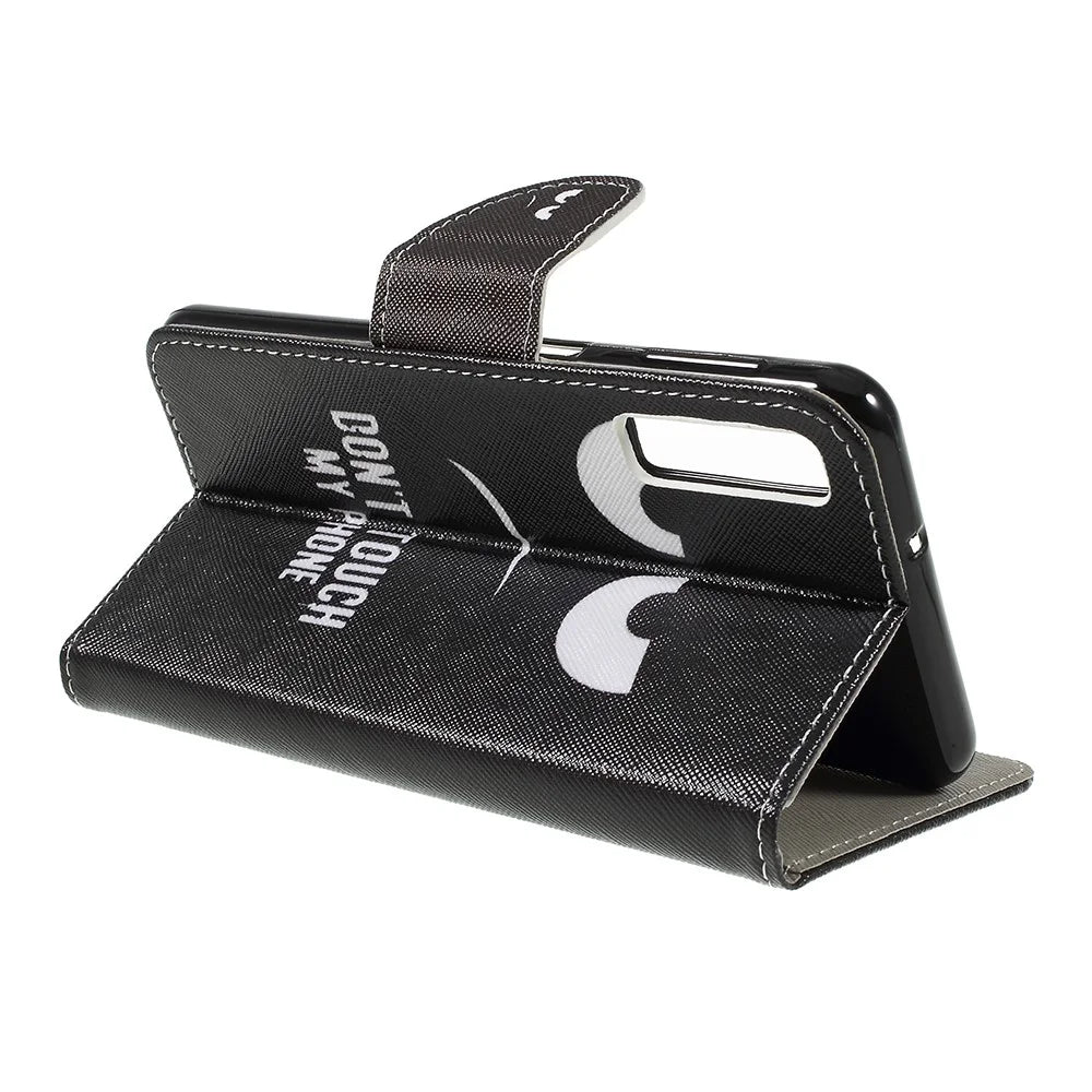 Cross Texture Patterned Wallet Leather Cover for Samsung Galaxy A7 (2018) - Do not Touch My Phone - 5