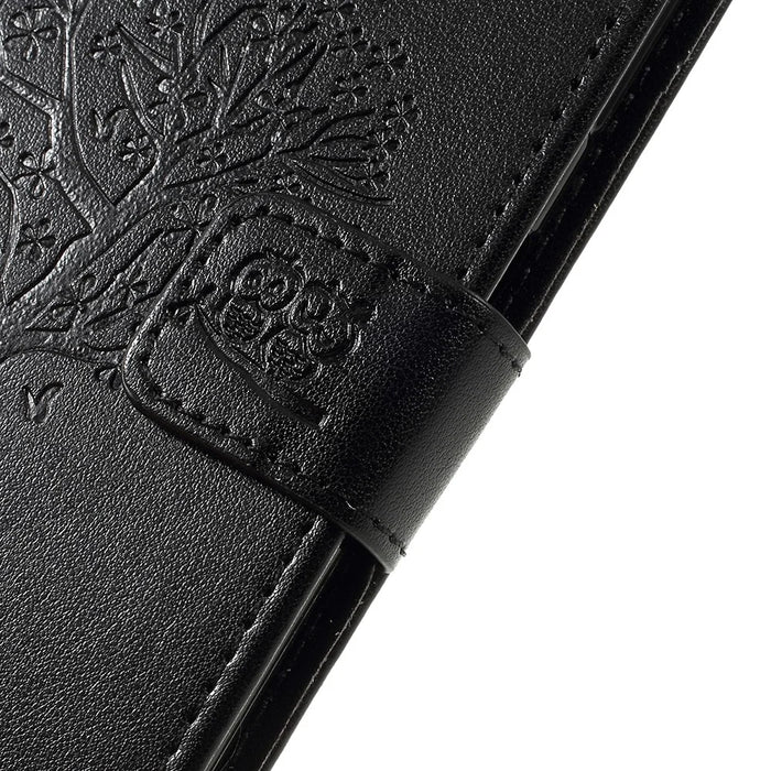 Imprint Tree Owl Magnetic Wallet PU Leather Cover with Stand for Samsung Galaxy A7 (2018) - Black - 4