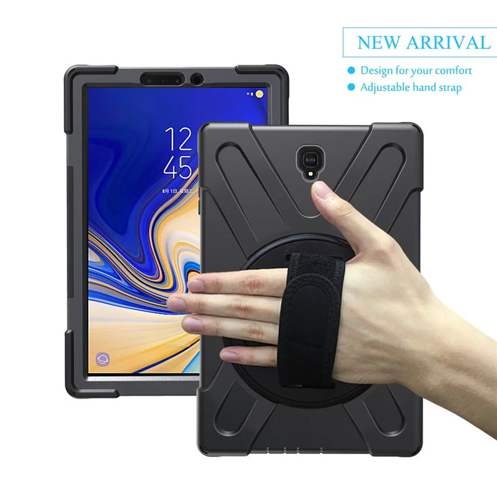 360 Degree Swivel Kickstand PC + Silicone Combo Case with Hand Strap for Samsung Galaxy Tab S4 10.5 T830 T835 - Black - 2