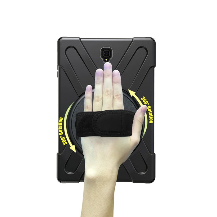 360 Degree Swivel Kickstand PC + Silicone Combo Case with Hand Strap for Samsung Galaxy Tab S4 10.5 T830 T835 - Black - 3
