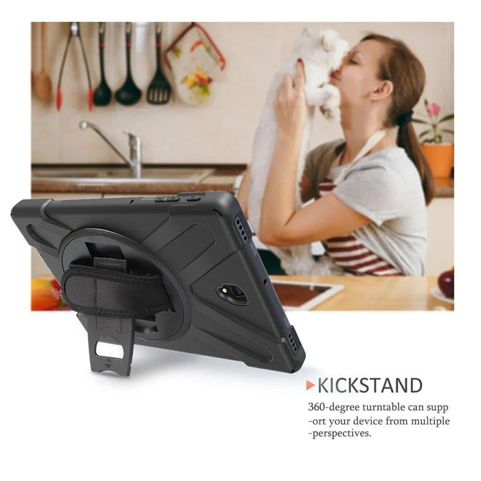 360 Degree Swivel Kickstand PC + Silicone Combo Case with Hand Strap for Samsung Galaxy Tab S4 10.5 T830 T835 - Black - 6