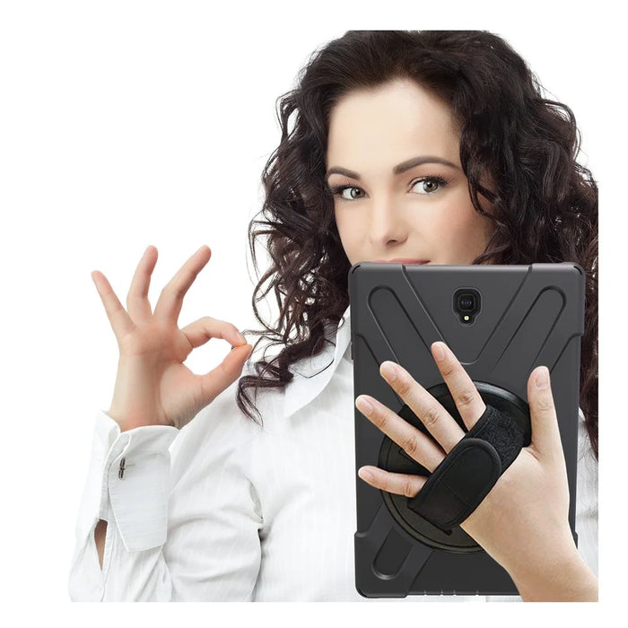 360 Degree Swivel Kickstand PC + Silicone Combo Case with Hand Strap for Samsung Galaxy Tab S4 10.5 T830 T835 - Black - 7