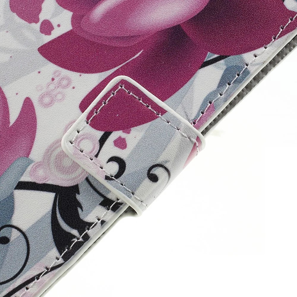Pattern Printing PU Leather Magnetic Wallet Stand Case for Samsung Galaxy A7 (2018) - Purple Flower - 6