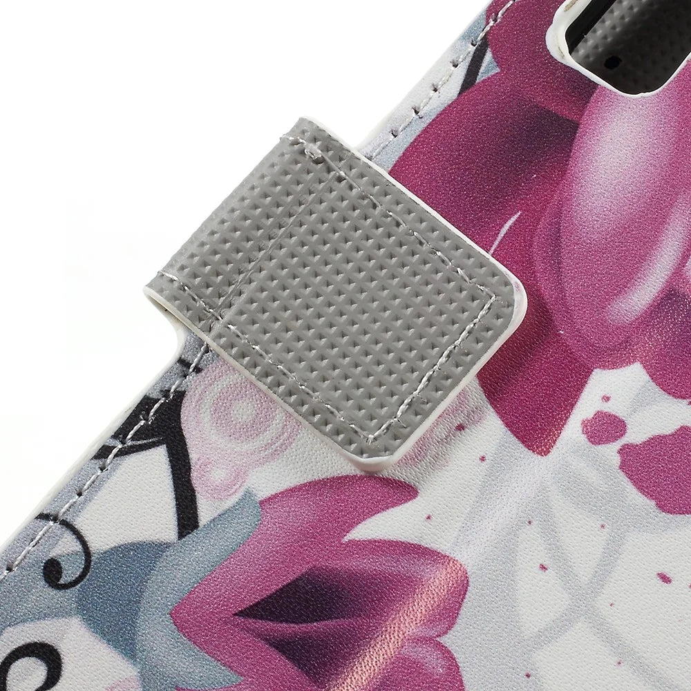 Pattern Printing PU Leather Magnetic Wallet Stand Case for Samsung Galaxy A7 (2018) - Purple Flower - 7