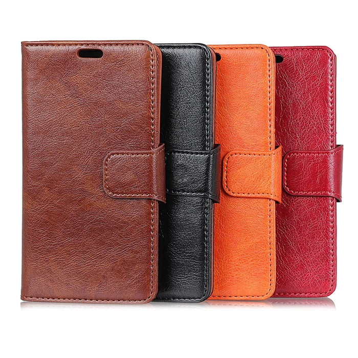 Protective Phone Case for Samsung Galaxy A7 (2018) Nappa Texture Split Leather Flip Folio Cover Shockproof Phone Shell with Stand Wallet - Black - 7