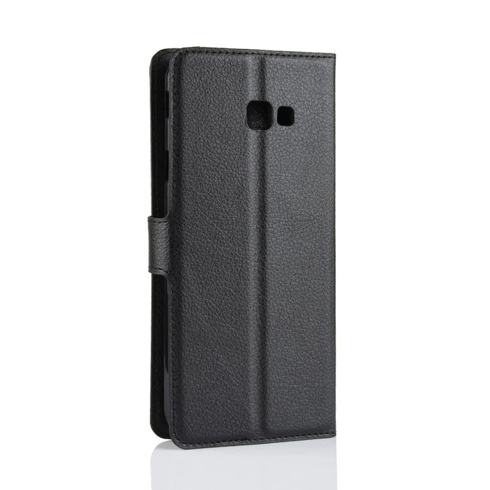 Litchi Skin Wallet Leather Stand Case for Samsung Galaxy J4+ - Black - 6