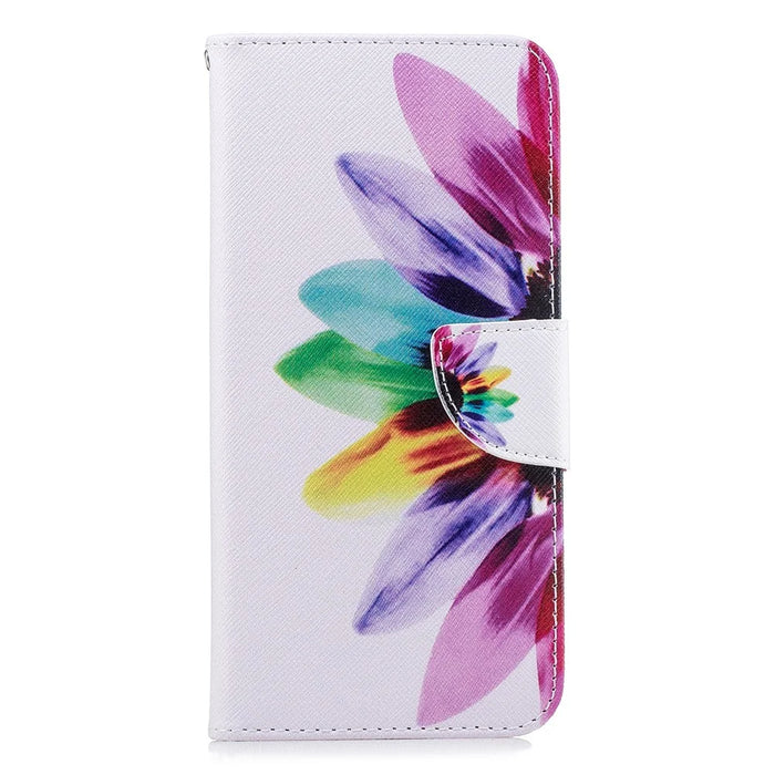 Pattern Printing PU Leather Flip Cover with [Wallet Stand] for Samsung Galaxy J4+ / J4 Prime - Petals Pattern - 2