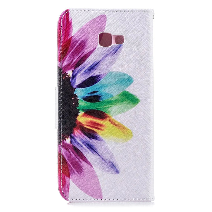 Pattern Printing PU Leather Flip Cover with [Wallet Stand] for Samsung Galaxy J4+ / J4 Prime - Petals Pattern - 3