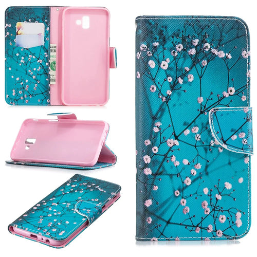 Pattern Printing Wallet Leather Folio Cover for Samsung Galaxy J6+ / J6 Prime - Wintersweet - 1