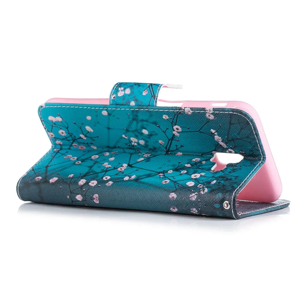 Pattern Printing Wallet Leather Folio Cover for Samsung Galaxy J6+ / J6 Prime - Wintersweet - 4