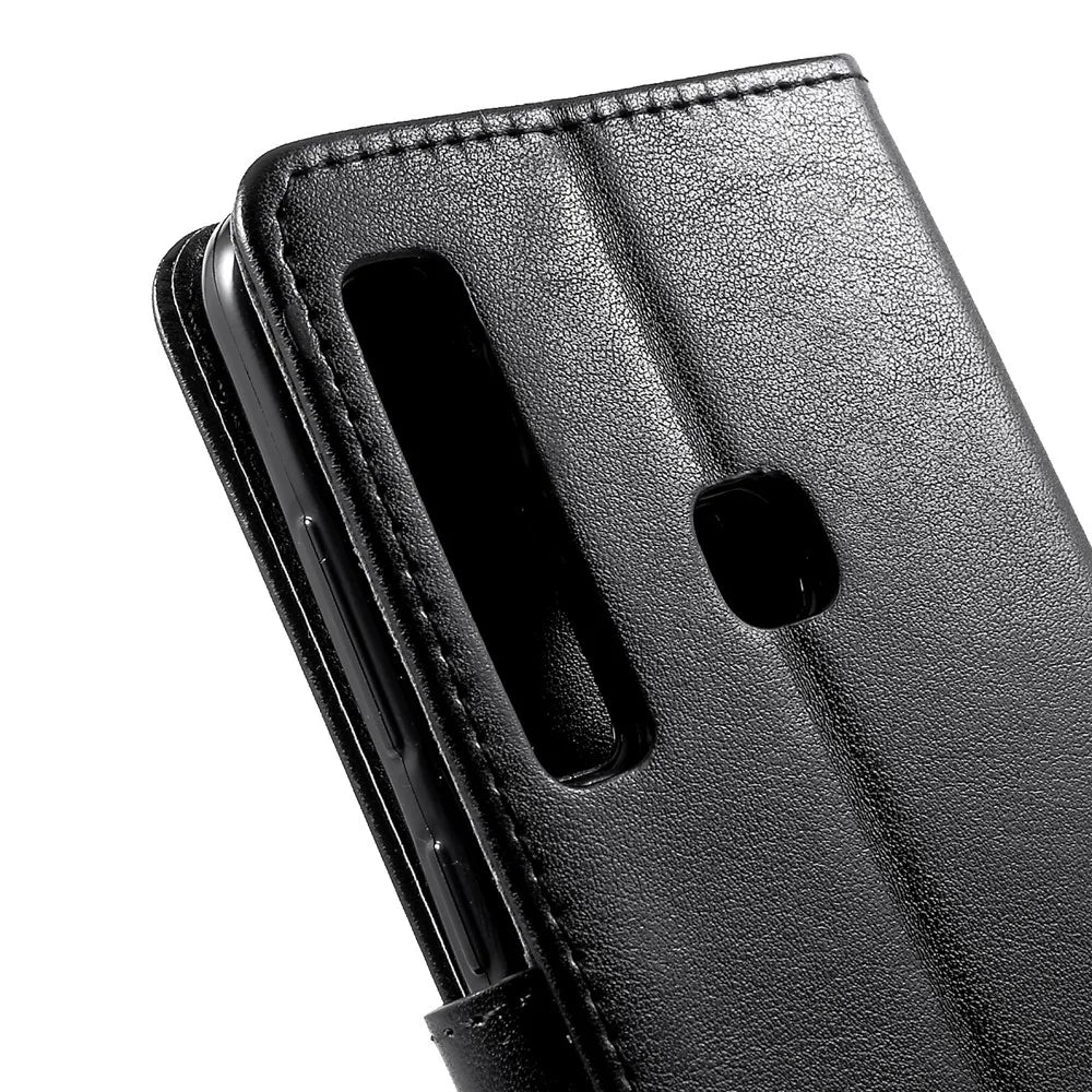 Imprint Butterfly Flower Leather Phone Wallet Stand Case for Samsung Galaxy A9 (2018)/A9 Star Pro/A9s - Black - 7