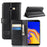 For Samsung Galaxy J4 Plus Phone Cases Genuine Split Leather Wallet Mobile Cover Stand - Black - 1