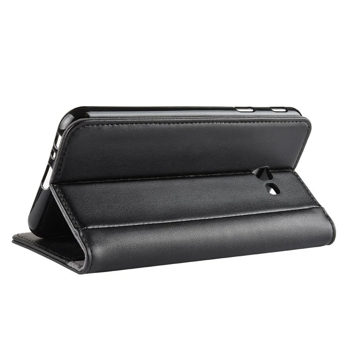 For Samsung Galaxy J4 Plus Phone Cases Genuine Split Leather Wallet Mobile Cover Stand - Black - 7