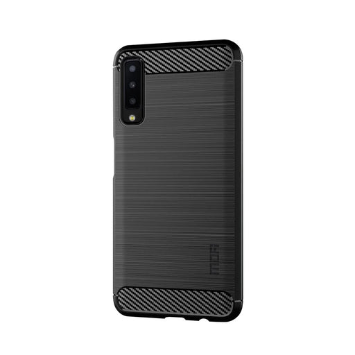 MOFI Carbon Fiber Texture Brushed TPU Back Case for Samsung Galaxy A7 (2018) - Black - 2