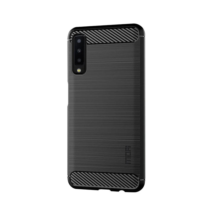 MOFI Carbon Fiber Texture Brushed TPU Back Case for Samsung Galaxy A7 (2018) - Black - 2