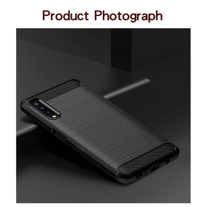 MOFI Carbon Fiber Texture Brushed TPU Back Case for Samsung Galaxy A7 (2018) - Black - 3