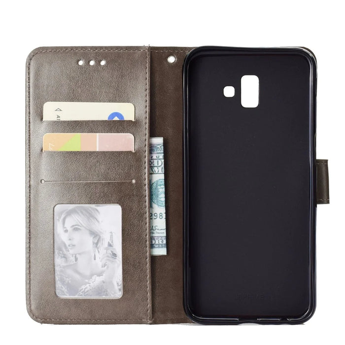 Imprinted Mandala Pattern PU Leather Phone Case for Samsung Galaxy J6 Plus / J6 Prime - Grey - 4