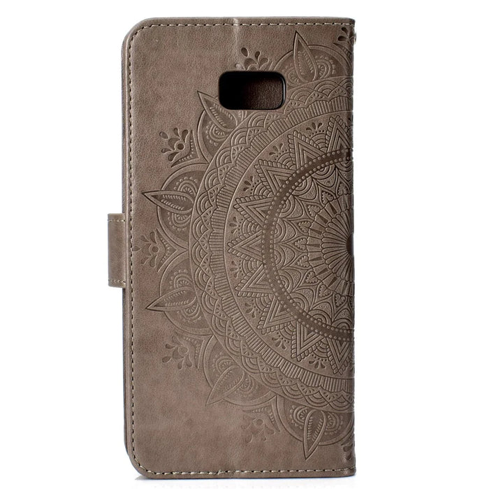 Imprinted Mandala Pattern PU Leather Wallet Case for Samsung Galaxy J4 Plus / J4 Prime - Grey - 3