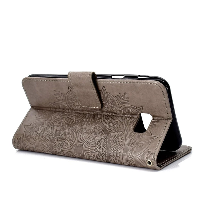 Imprinted Mandala Pattern PU Leather Wallet Case for Samsung Galaxy J4 Plus / J4 Prime - Grey - 6