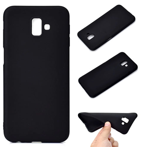 Solid Color Soft Matte TPU Back Case for Samsung Galaxy J6+ - Black - 1