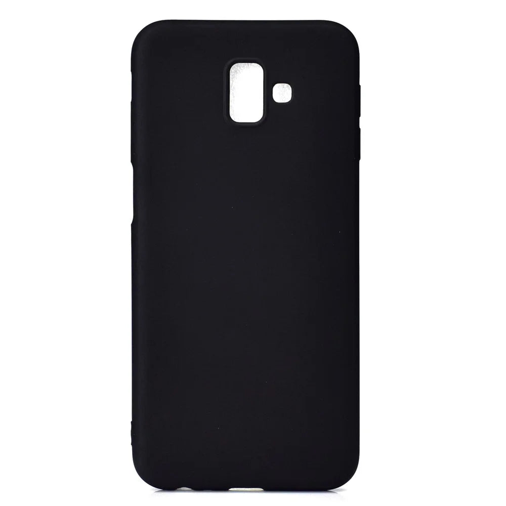 Solid Color Soft Matte TPU Back Case for Samsung Galaxy J6+ - Black - 2