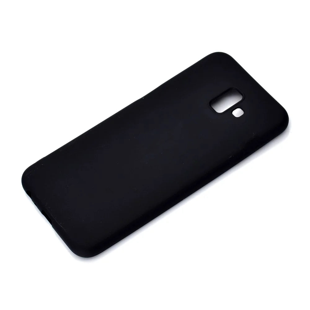 Solid Color Soft Matte TPU Back Case for Samsung Galaxy J6+ - Black - 3