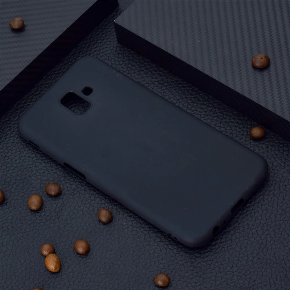 Solid Color Soft Matte TPU Back Case for Samsung Galaxy J6+ - Black - 6
