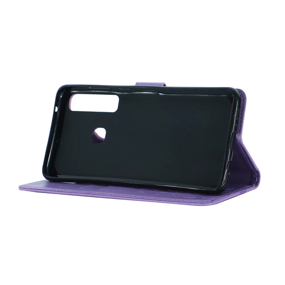 Imprint Butterfly Flower Stand Wallet Leather Cellphone Case for Samsung Galaxy A9 (2018)/A9 Star Pro/A9s - Purple - 5