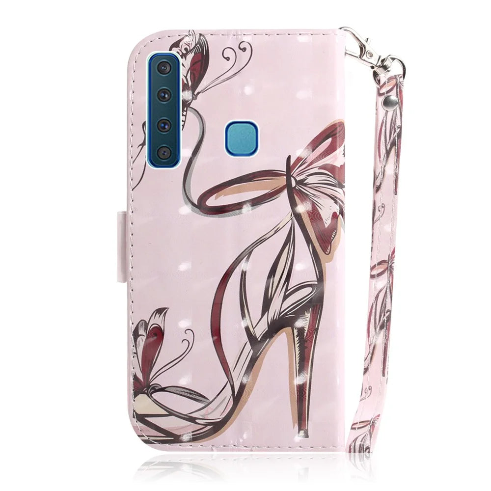 Pattern Printing Leather Phone Shell with Stand for Samsung Galaxy A9 (2018) / A9 Star Pro / A9s - High Heel Sandal - 3