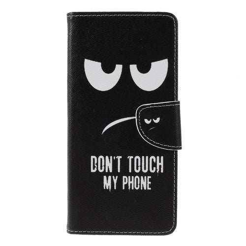 Cross Texture Patterned Wallet Leather Cover for Samsung Galaxy J6+ / J6 Prime - Do not Touch My Phone - 1