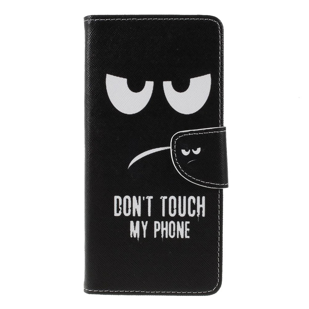 Cross Texture Patterned Wallet Leather Cover for Samsung Galaxy J6+ / J6 Prime - Do not Touch My Phone - 2