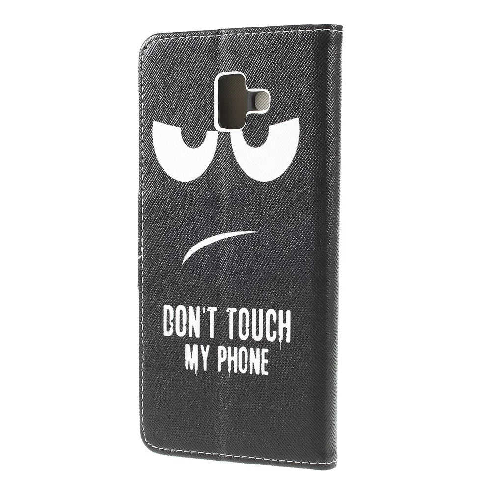 Cross Texture Patterned Wallet Leather Cover for Samsung Galaxy J6+ / J6 Prime - Do not Touch My Phone - 3