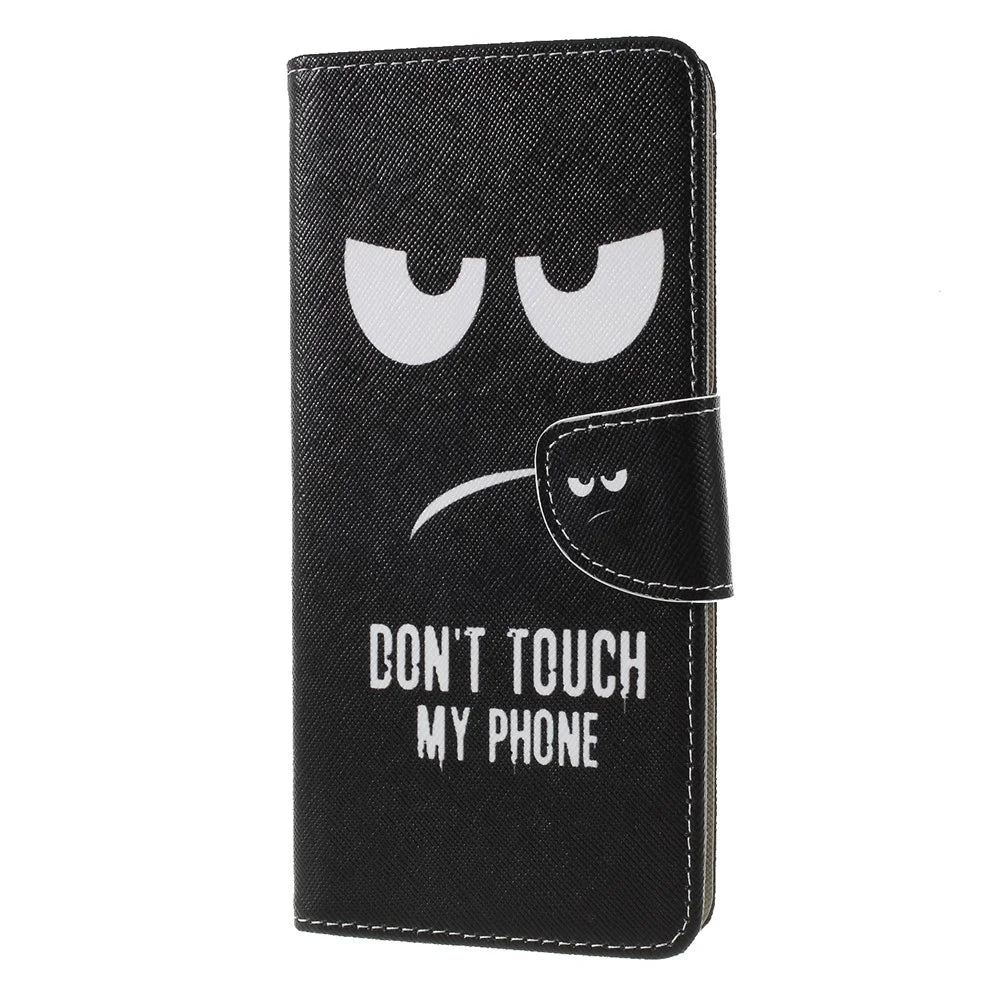 Cross Texture Patterned Wallet Leather Cover for Samsung Galaxy J6+ / J6 Prime - Do not Touch My Phone - 4