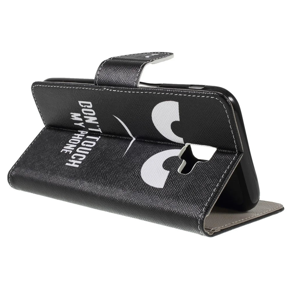 Cross Texture Patterned Wallet Leather Cover for Samsung Galaxy J6+ / J6 Prime - Do not Touch My Phone - 6
