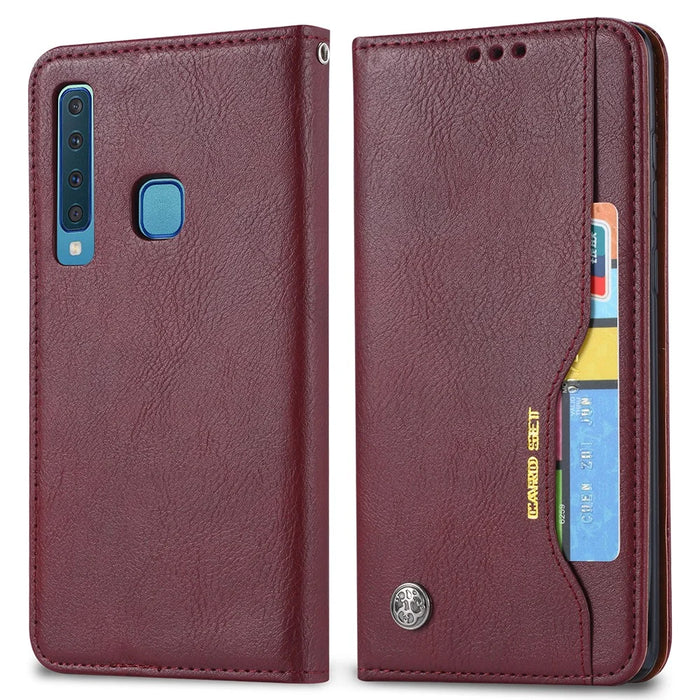 Auto-absorbed PU Leather Mobile Shell for Samsung Galaxy A9 (2018)/A9 Star Pro/A9s - Wine Red - 2