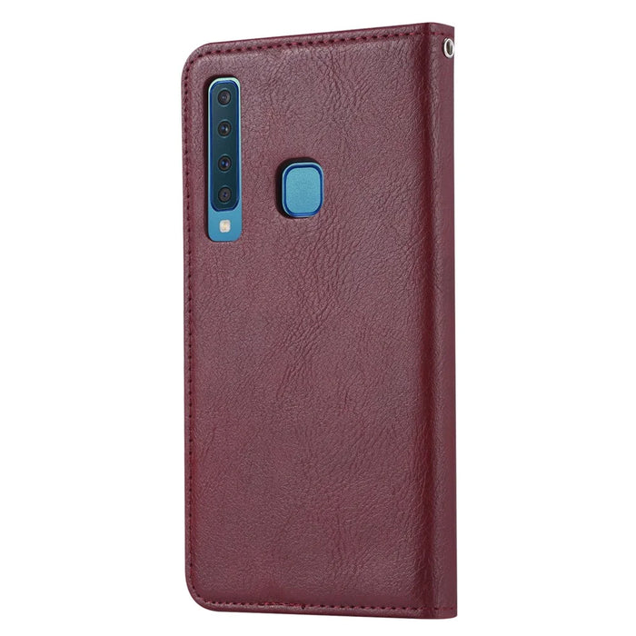 Auto-absorbed PU Leather Mobile Shell for Samsung Galaxy A9 (2018)/A9 Star Pro/A9s - Wine Red - 4