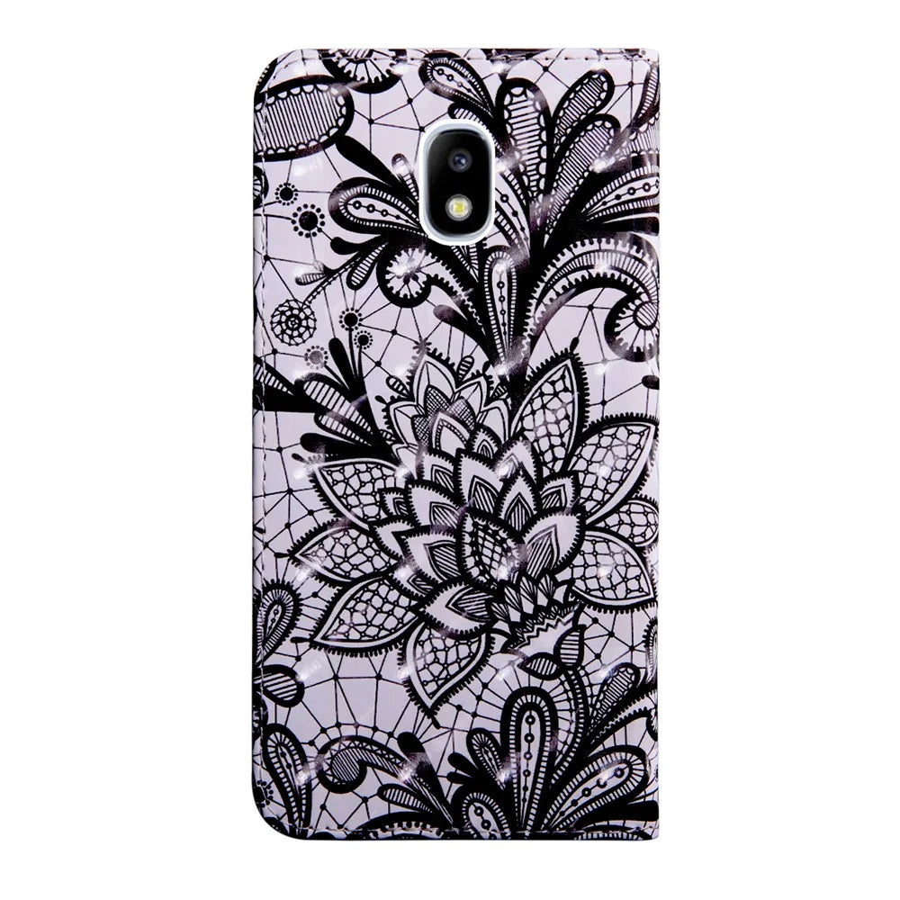 Pattern Printing Leather Case for Samsung Galaxy J5 (2017) EU Version / J5 Pro (2017) - Lace Flower - 3