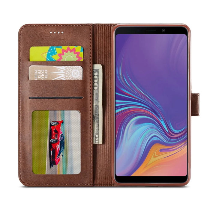 LC.IMEEKE Wallet Leather Stand Case for Samsung Galaxy A7 (2018) - Coffee - 4