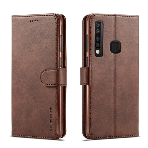 LC.IMEEKE Wallet Leather Stand Case for Samsung Galaxy A9 (2018) / A9 Star Pro / A9s - Coffee - 1