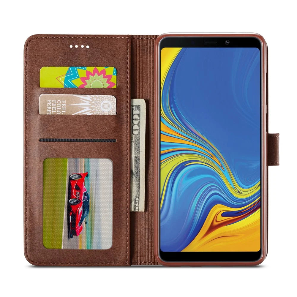 LC.IMEEKE Wallet Leather Stand Case for Samsung Galaxy A9 (2018) / A9 Star Pro / A9s - Coffee - 6