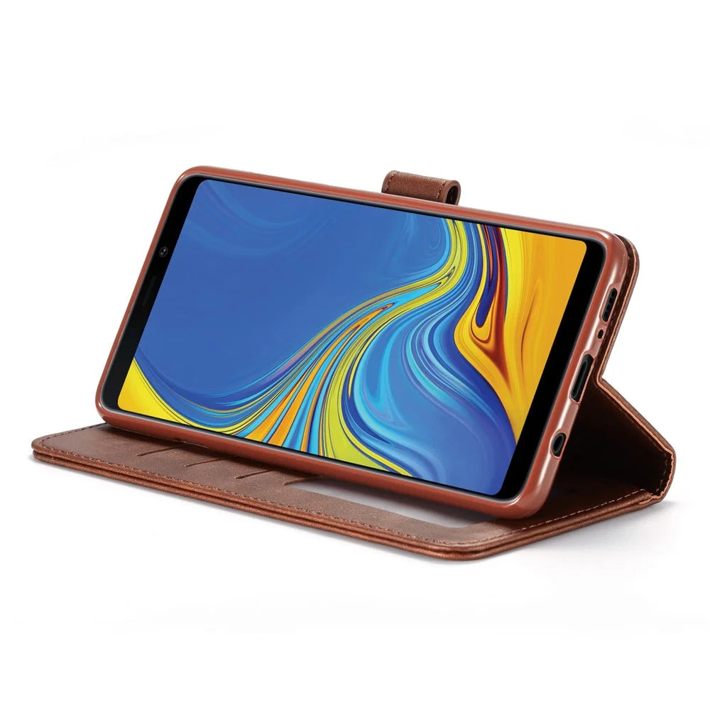LC.IMEEKE Wallet Leather Stand Case for Samsung Galaxy A9 (2018) / A9 Star Pro / A9s - Coffee - 7