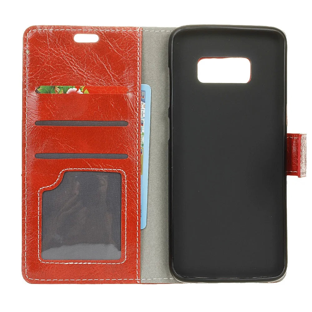 Retro Crazy Horse PU Leather Wallet Stand Cover Shell for Samsung Galaxy S10e - Red - 3