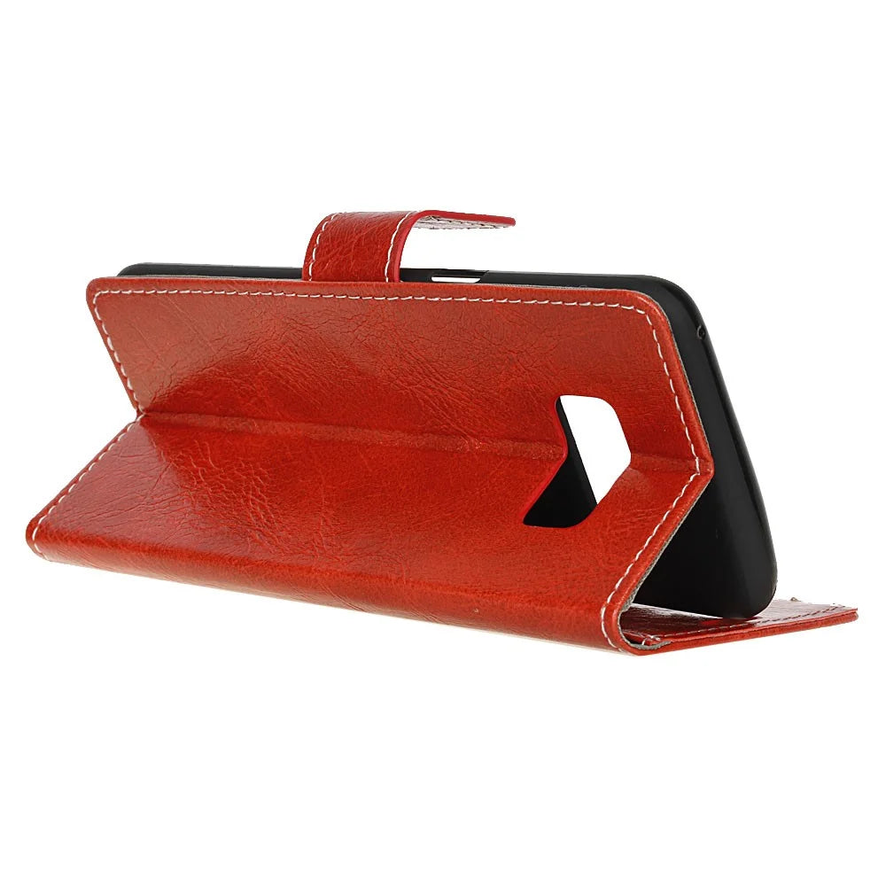 Retro Crazy Horse PU Leather Wallet Stand Cover Shell for Samsung Galaxy S10e - Red - 4