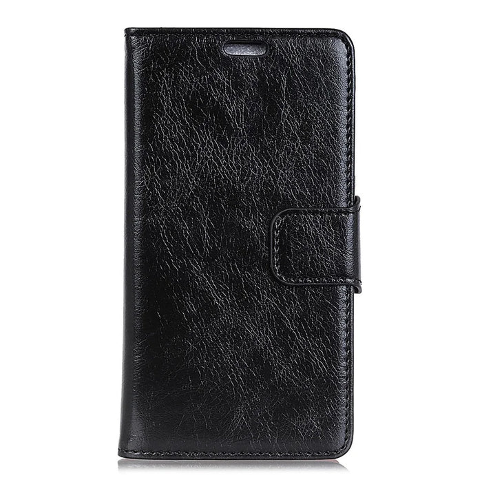 Textured Split Leather Wallet Magnetic Case for Samsung Galaxy S10 Plus - Black - 2
